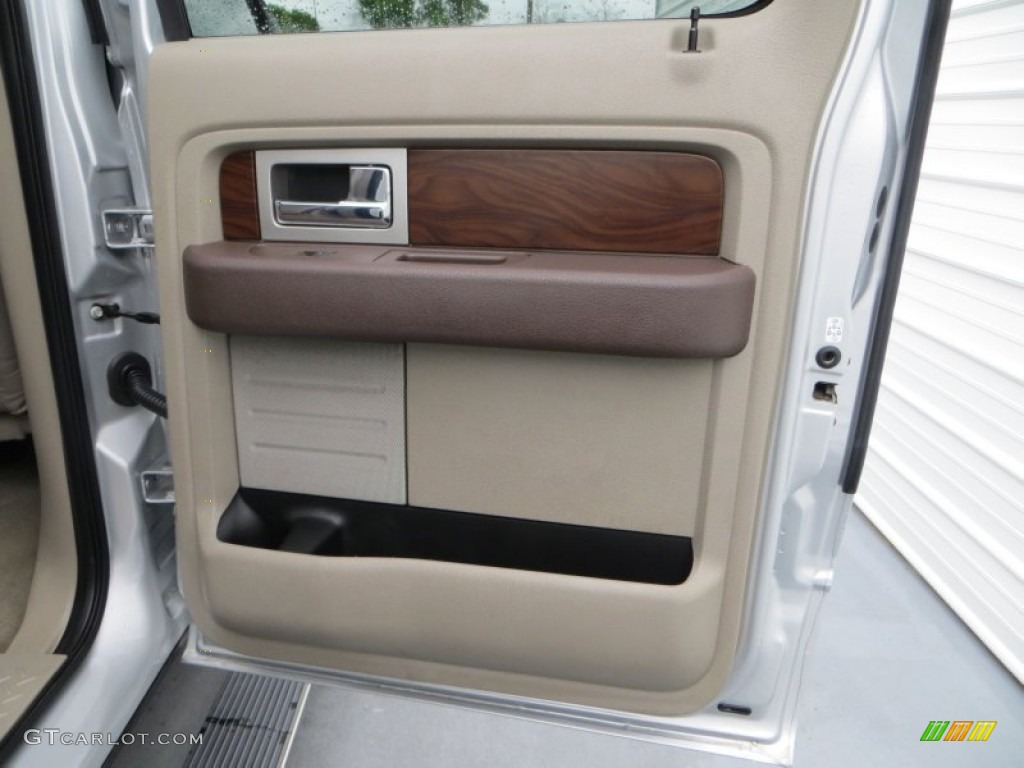 2009 Ford F150 Platinum SuperCrew 4x4 Medium Stone Leather/Sienna Brown Door Panel Photo #79177901