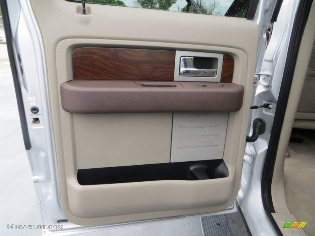 2009 Ford F150 Platinum SuperCrew 4x4 Medium Stone Leather/Sienna Brown Door Panel Photo #79177949