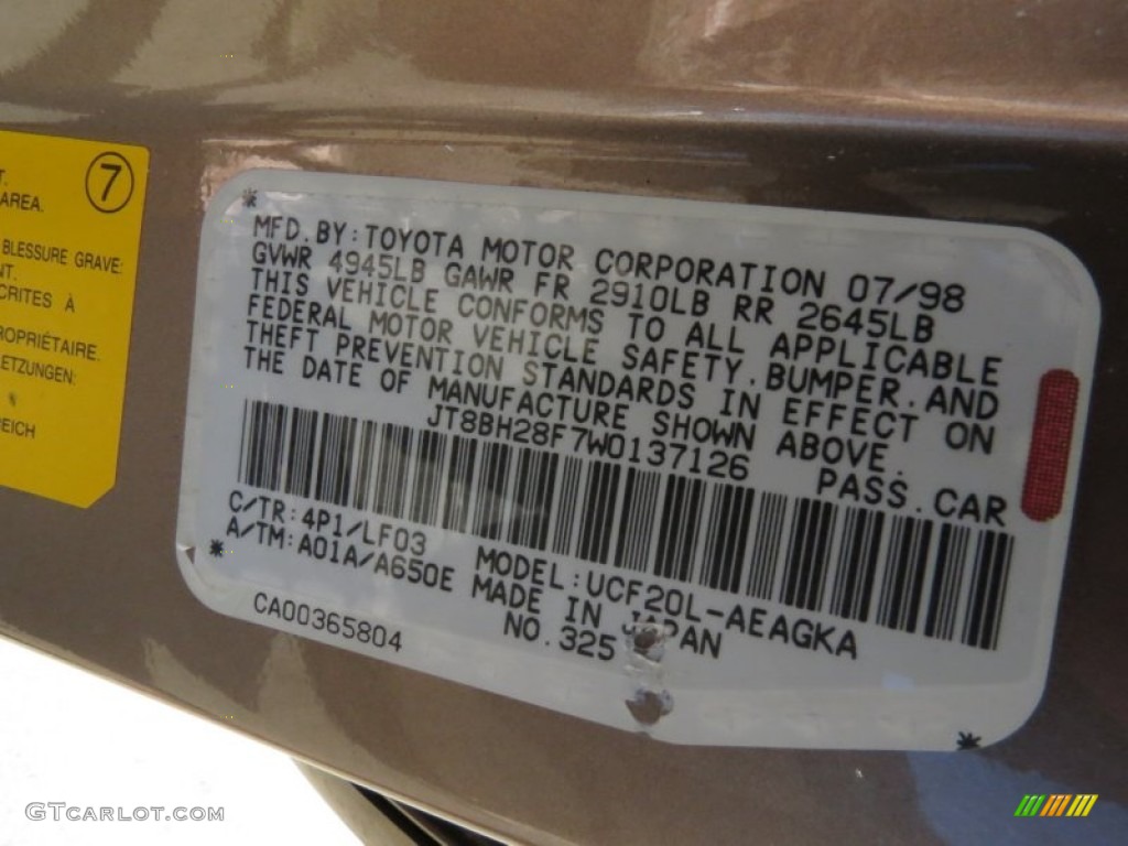 1998 Lexus LS 400 Color Code Photos