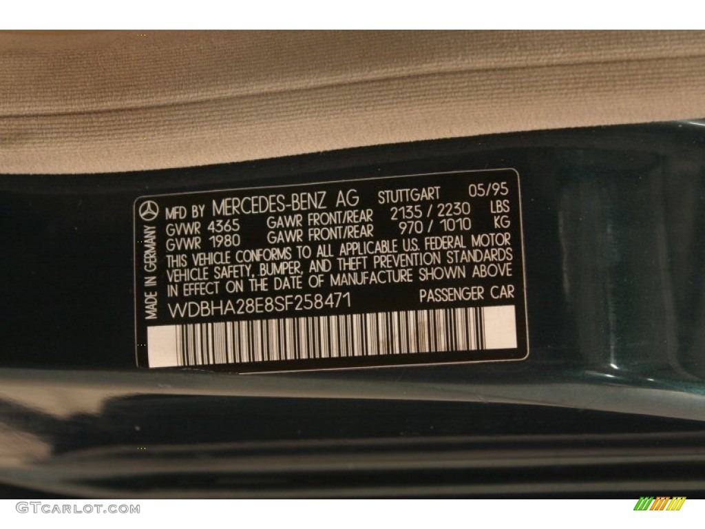 1995 Mercedes-Benz C 280 Sedan Info Tag Photos