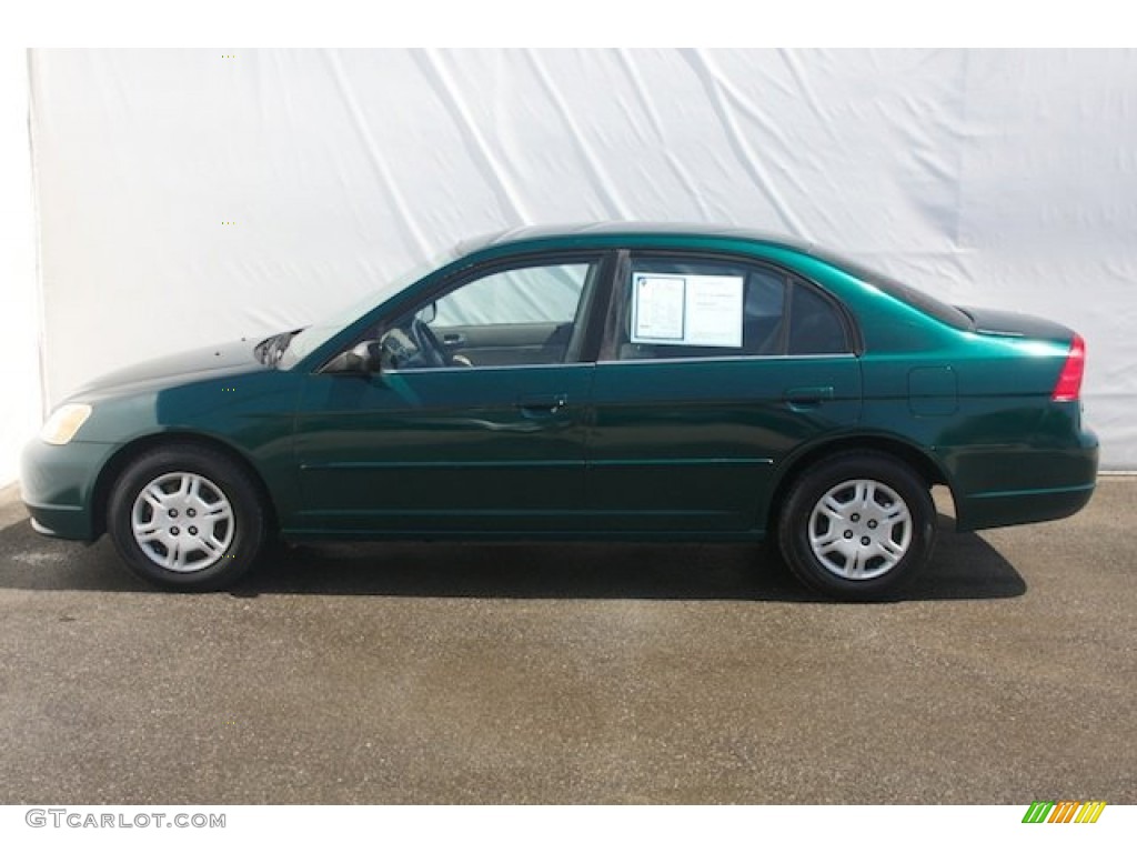 2002 Civic LX Sedan - Clover Green Metallic / Beige photo #8