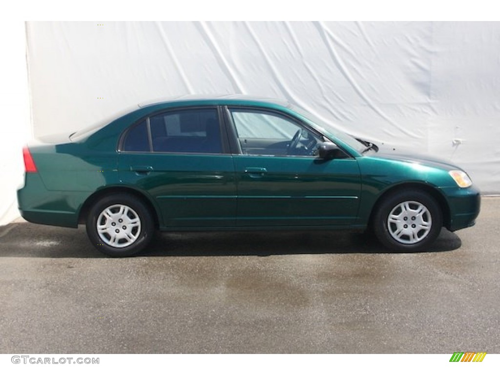 2002 Civic LX Sedan - Clover Green Metallic / Beige photo #10
