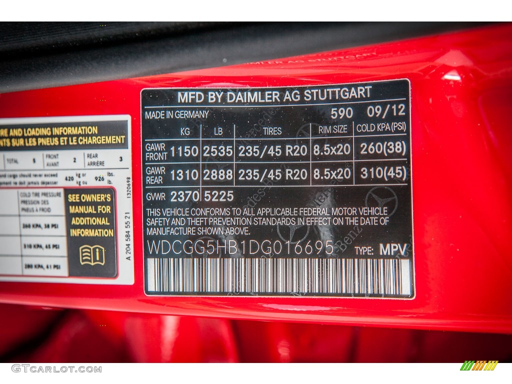 2013 GLK Color Code 590 for Mars Red Photo #79209644