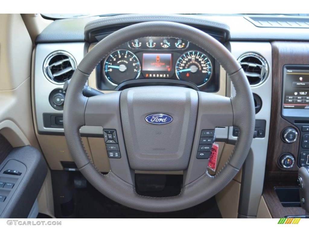 2013 Ford F150 Lariat SuperCrew 4x4 Adobe Steering Wheel Photo #79213432