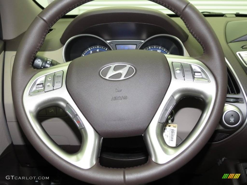 2013 Hyundai Tucson GLS Taupe Steering Wheel Photo #79215145