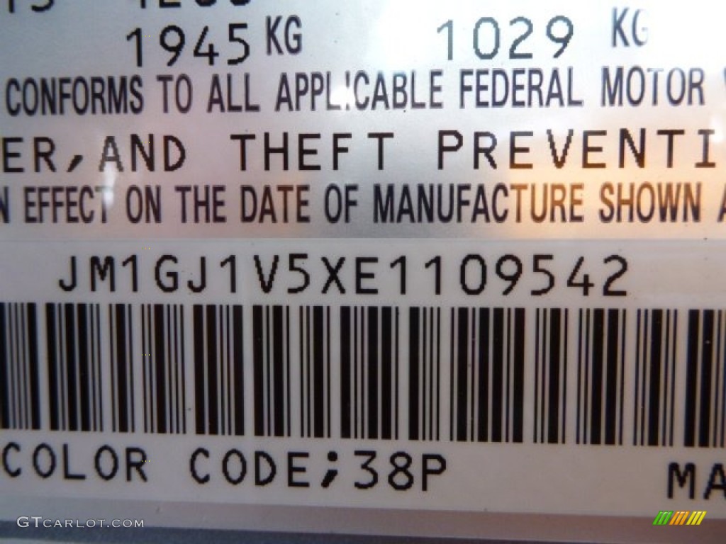 2014 MAZDA6 Color Code 38P for Liquid Siver Metallic Photo #79218583