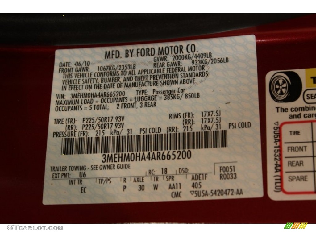 2010 Milan Color Code U6 for Red Candy Metallic Photo #79219924
