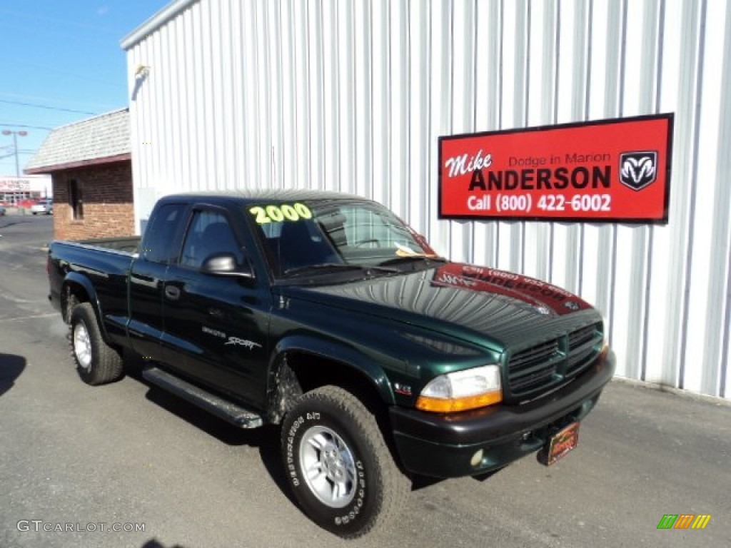 2000 Dakota Sport Extended Cab 4x4 - Forest Green Pearl / Agate photo #1