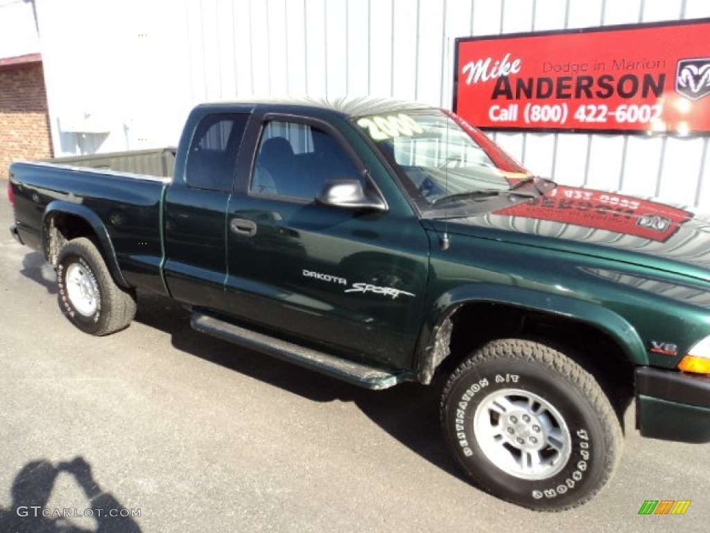 2000 Dakota Sport Extended Cab 4x4 - Forest Green Pearl / Agate photo #2