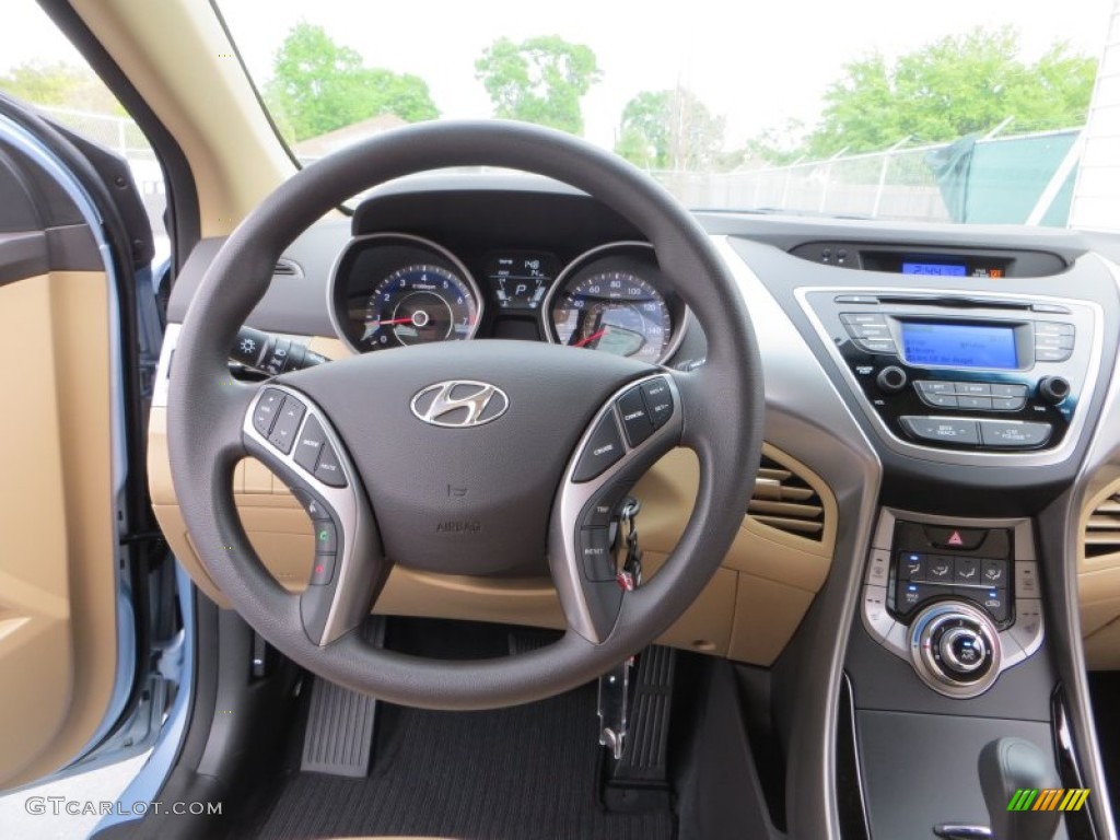 2013 Elantra GLS - Blue Sky Metallic / Beige photo #28