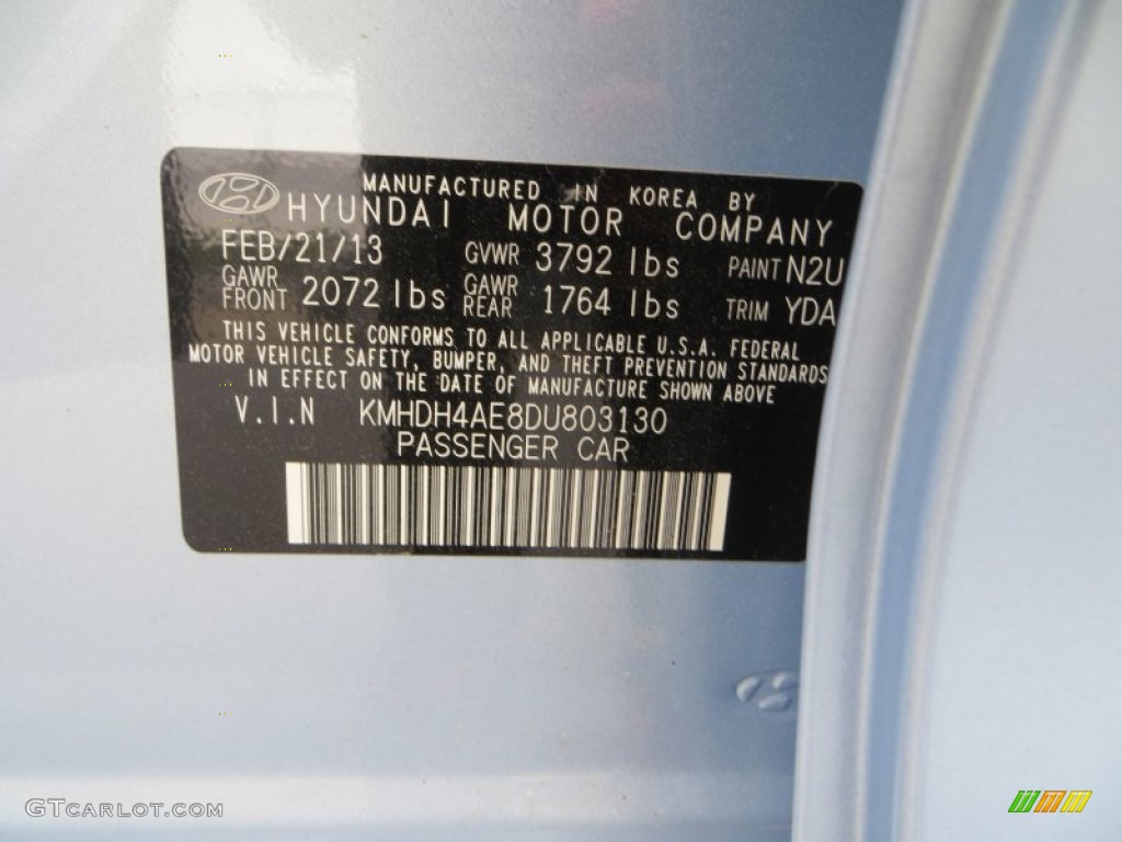 2013 Elantra GLS - Blue Sky Metallic / Beige photo #32