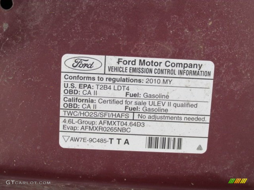 2010 Ford F150 XLT Regular Cab 4x4 Info Tag Photos