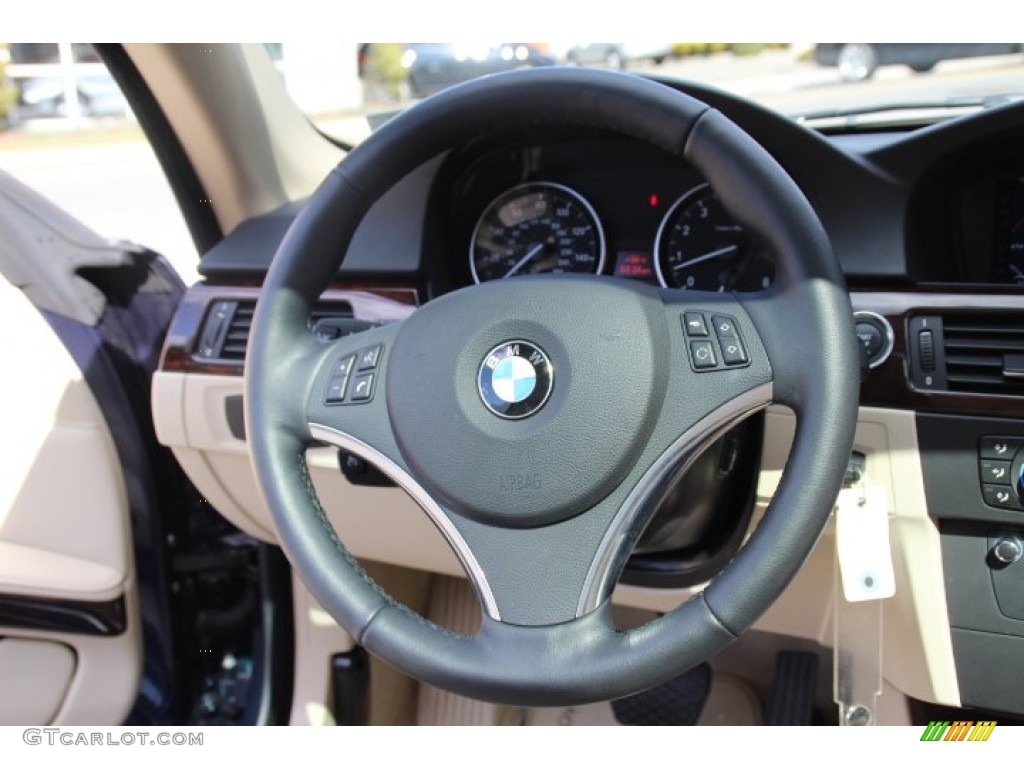 2012 BMW 3 Series 335i xDrive Coupe Cream Beige Steering Wheel Photo #79231166