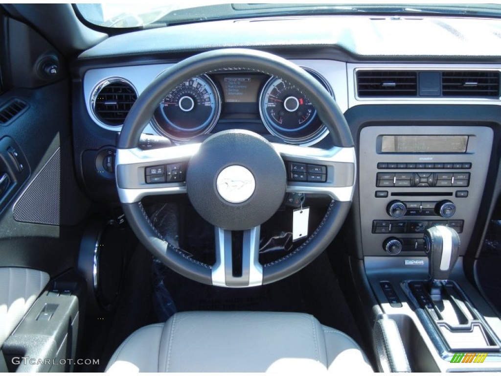 2013 Ford Mustang V6 Premium Convertible Stone Steering Wheel Photo #79236075