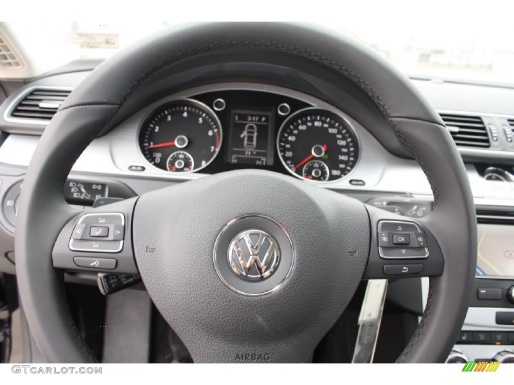 2013 Volkswagen CC R-Line Black Steering Wheel Photo #79238503