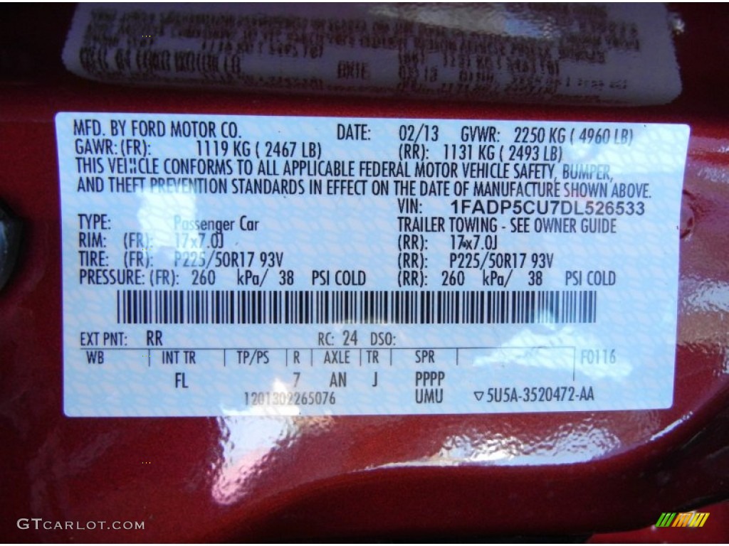 2013 C-Max Color Code RR for Ruby Red Photo #79240831