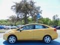 2013 Yellow Blaze Ford Fiesta Titanium Sedan  photo #2