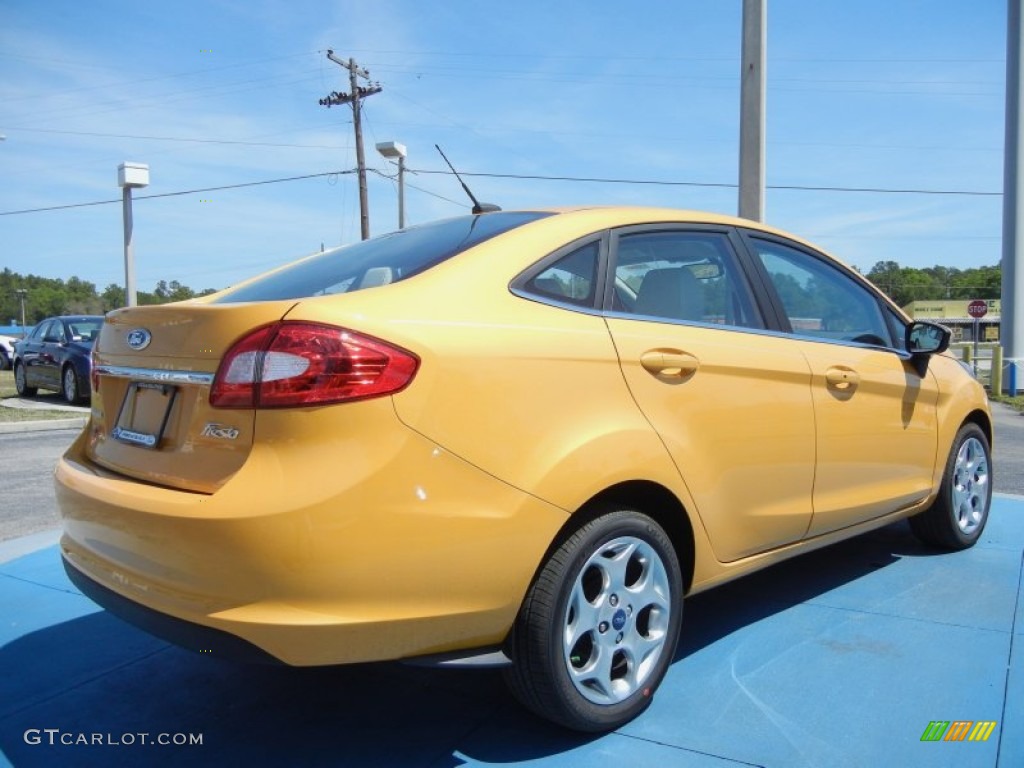 Yellow Blaze 2013 Ford Fiesta Titanium Sedan Exterior Photo #79241446