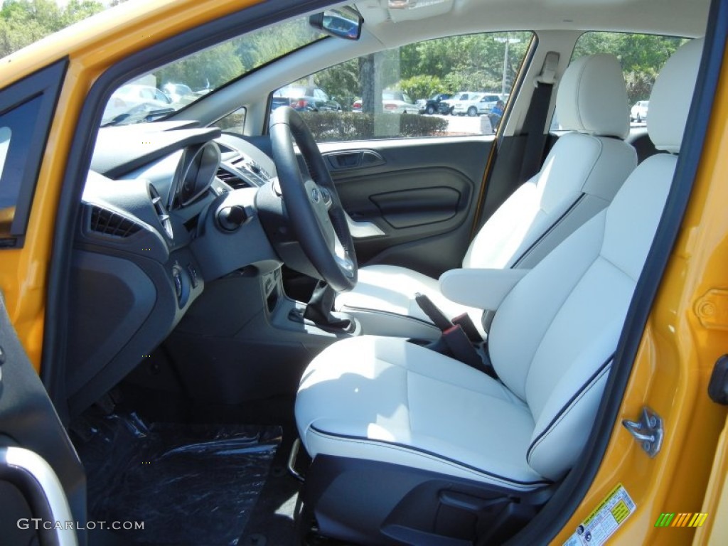 Arctic White Leather Interior 2013 Ford Fiesta Titanium Sedan Photo #79241482