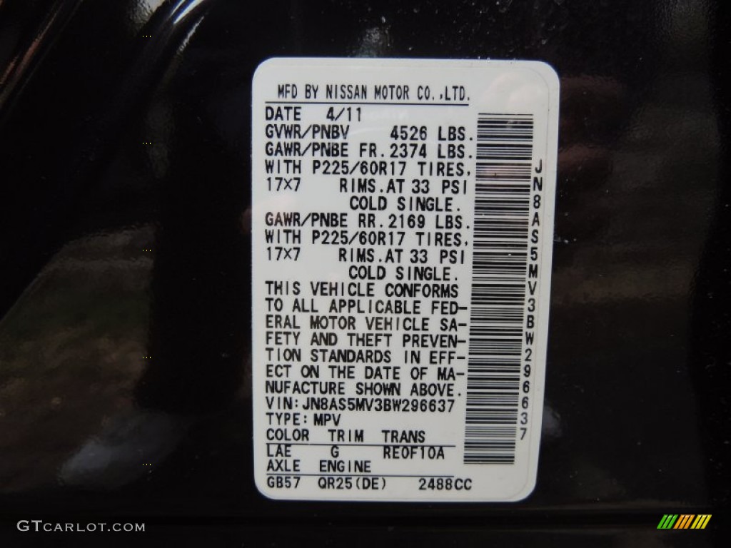 2011 Rogue SV AWD - Black Amethyst / Gray photo #17