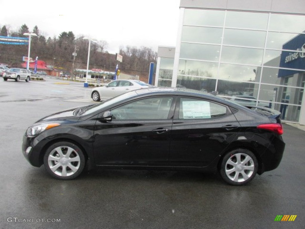 2013 Elantra Limited - Midnight Black / Gray photo #2