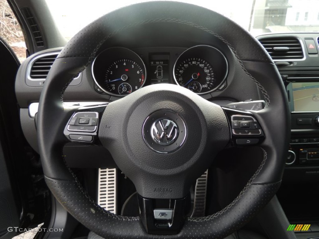 2012 Volkswagen Golf R 2 Door 4Motion R Titan Black Leather Steering Wheel Photo #79247260