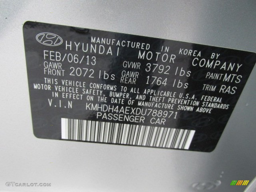 2013 Elantra Limited - Silver / Gray photo #10