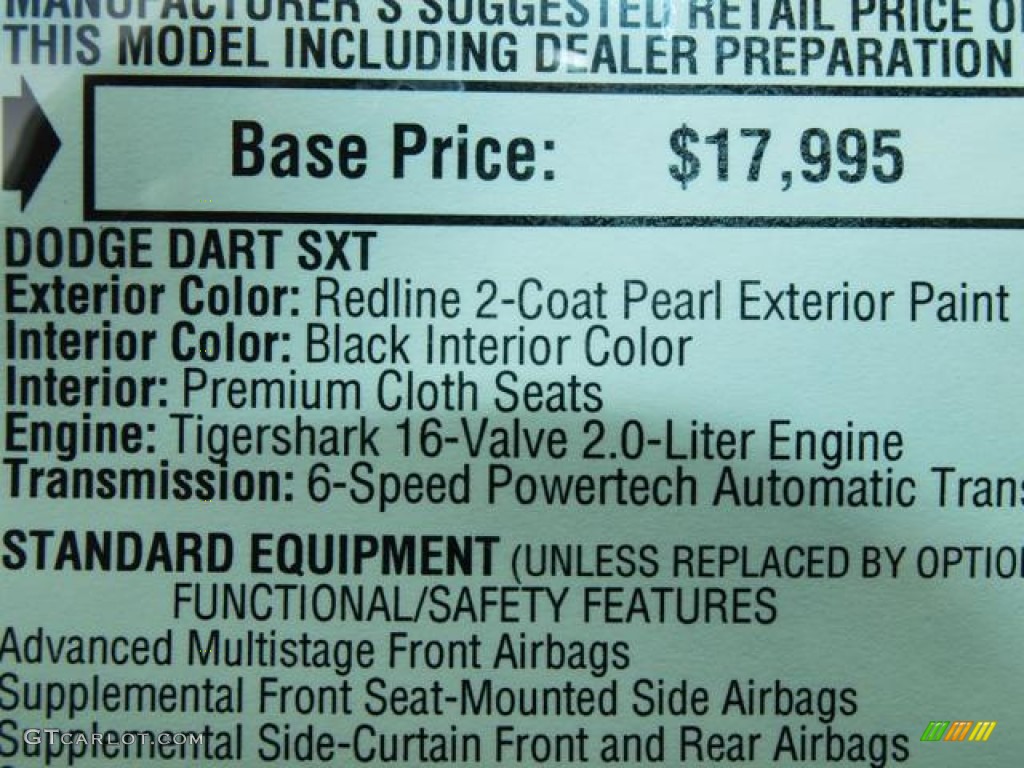 2013 Dart SXT - Redline 2-Coat Pearl / Black photo #8
