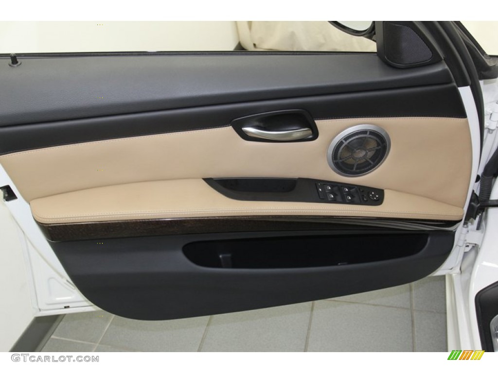 2011 BMW M3 Sedan Bamboo Beige Novillo Leather Door Panel Photo #79252648