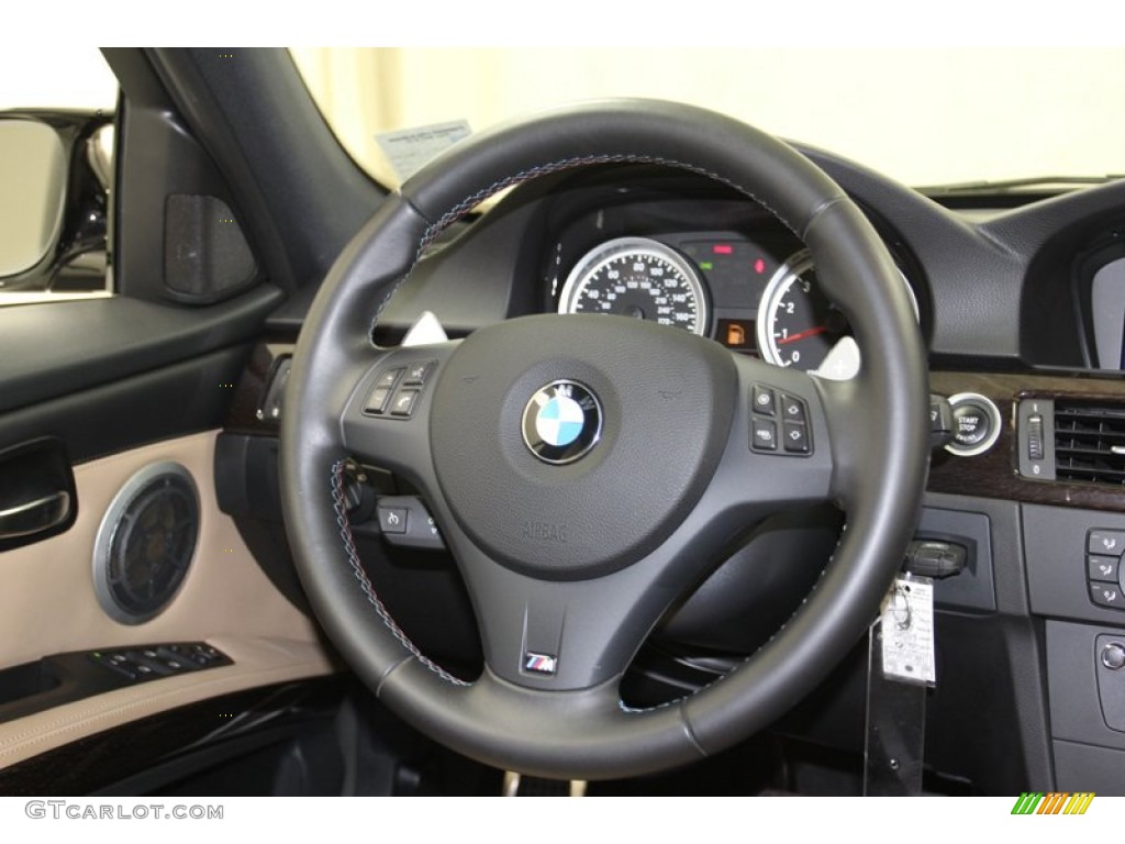 2011 BMW M3 Sedan Bamboo Beige Novillo Leather Steering Wheel Photo #79252828
