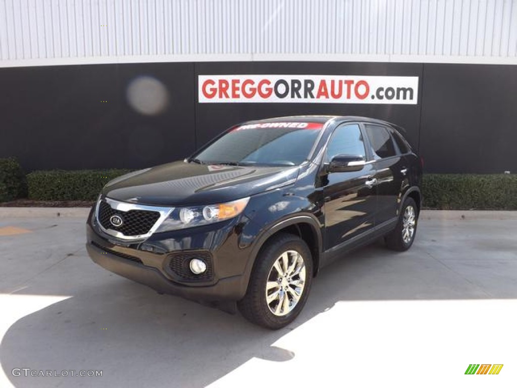 2011 Sorento EX V6 - Ebony Black / Black photo #2