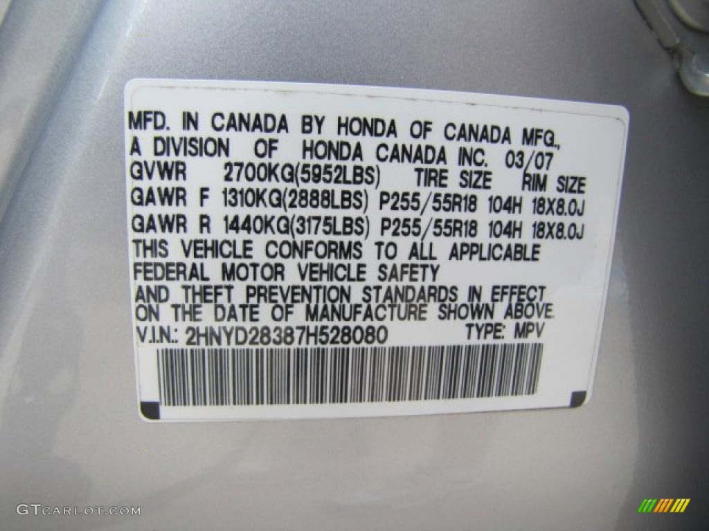 2007 MDX Technology - Billet Silver Metallic / Taupe photo #56