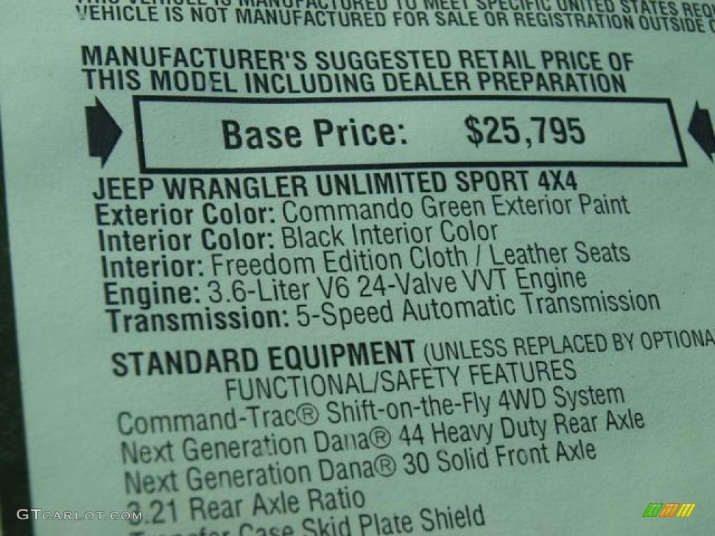 2013 Jeep Wrangler Unlimited Oscar Mike Freedom Edition 4x4 Window Sticker Photo #79264337