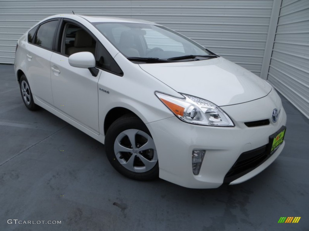 2013 Prius Two Hybrid - Blizzard White Pearl / Bisque photo #1