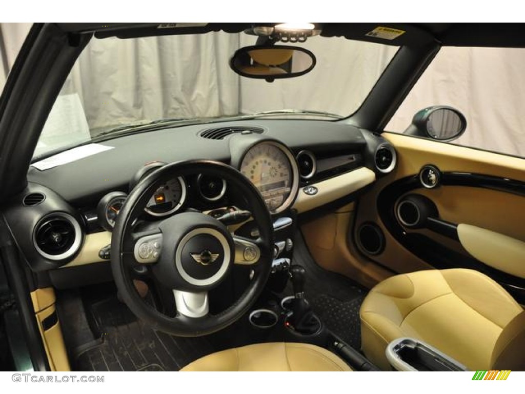 2010 Cooper Convertible - British Racing Green Metallic / Gravity Tuscan Beige Leather photo #26