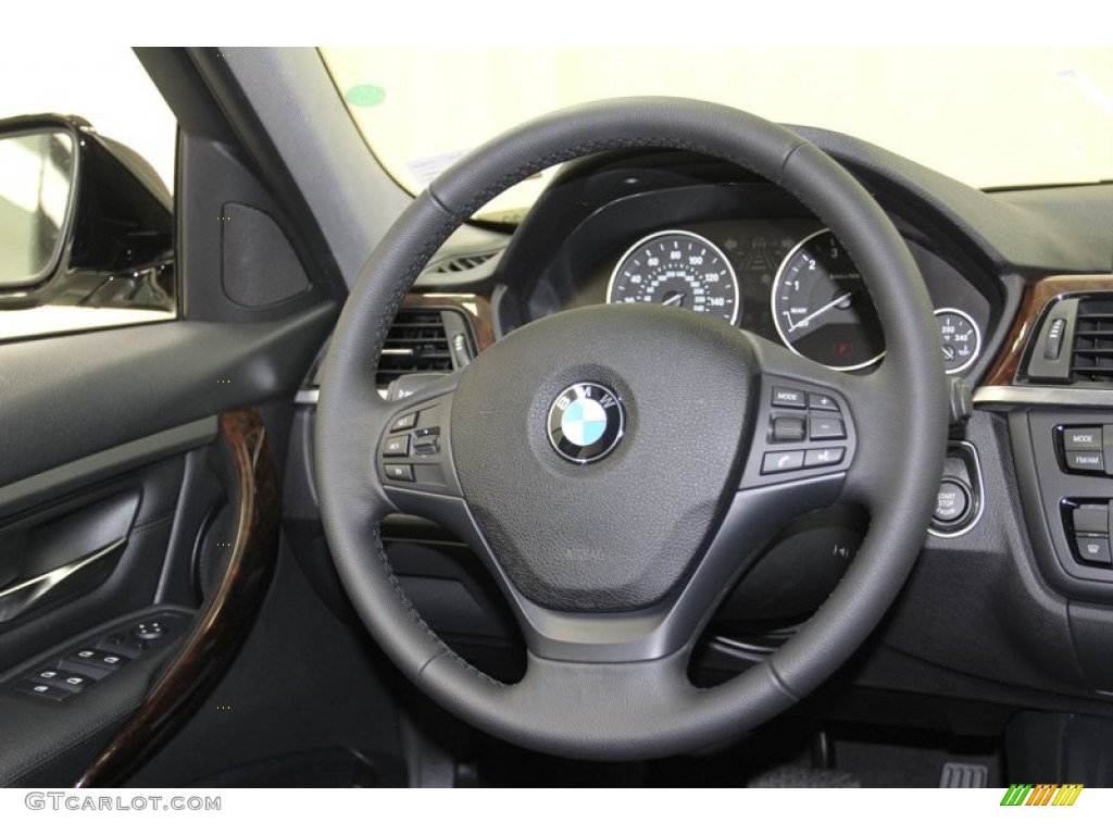 2013 BMW 3 Series ActiveHybrid 3 Sedan Black Steering Wheel Photo #79274423