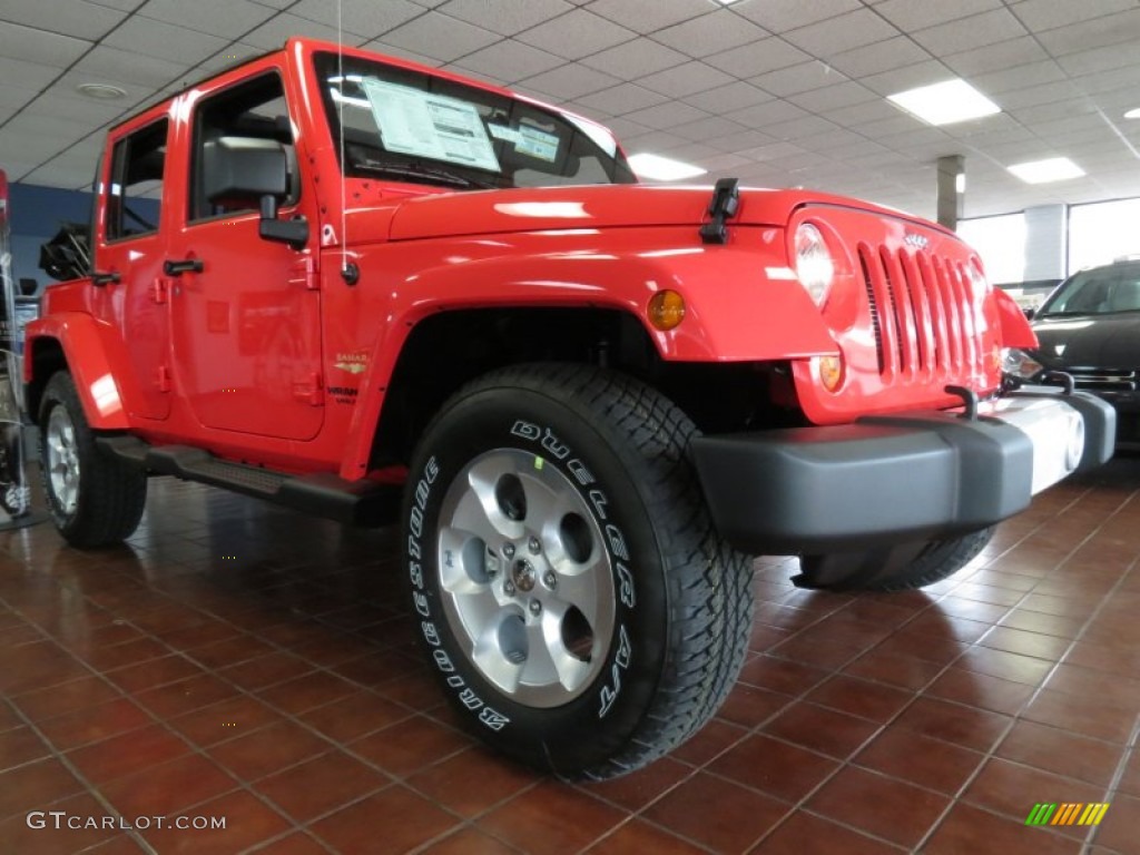 2013 Wrangler Unlimited Sahara 4x4 - Rock Lobster Red / Black photo #1