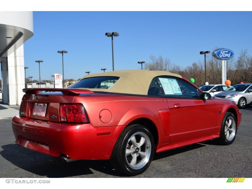 2002 Mustang GT Convertible - Laser Red Metallic / Medium Parchment photo #3
