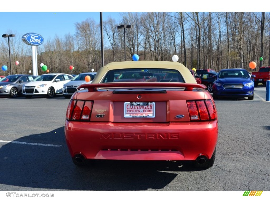 2002 Mustang GT Convertible - Laser Red Metallic / Medium Parchment photo #4