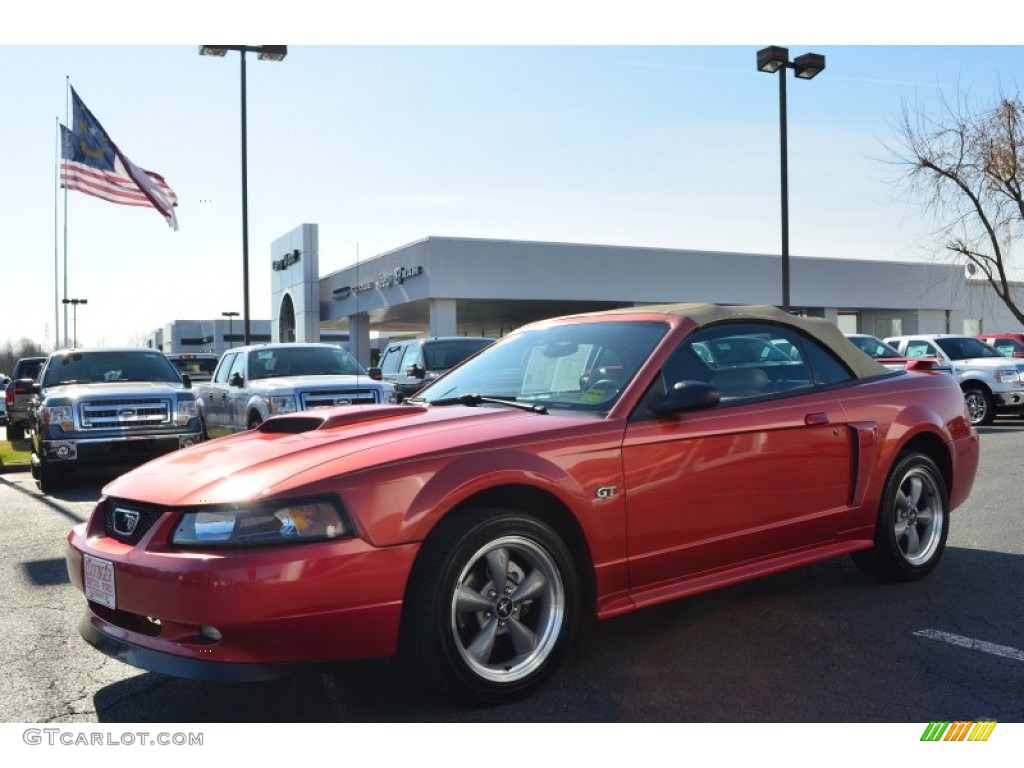 2002 Mustang GT Convertible - Laser Red Metallic / Medium Parchment photo #6