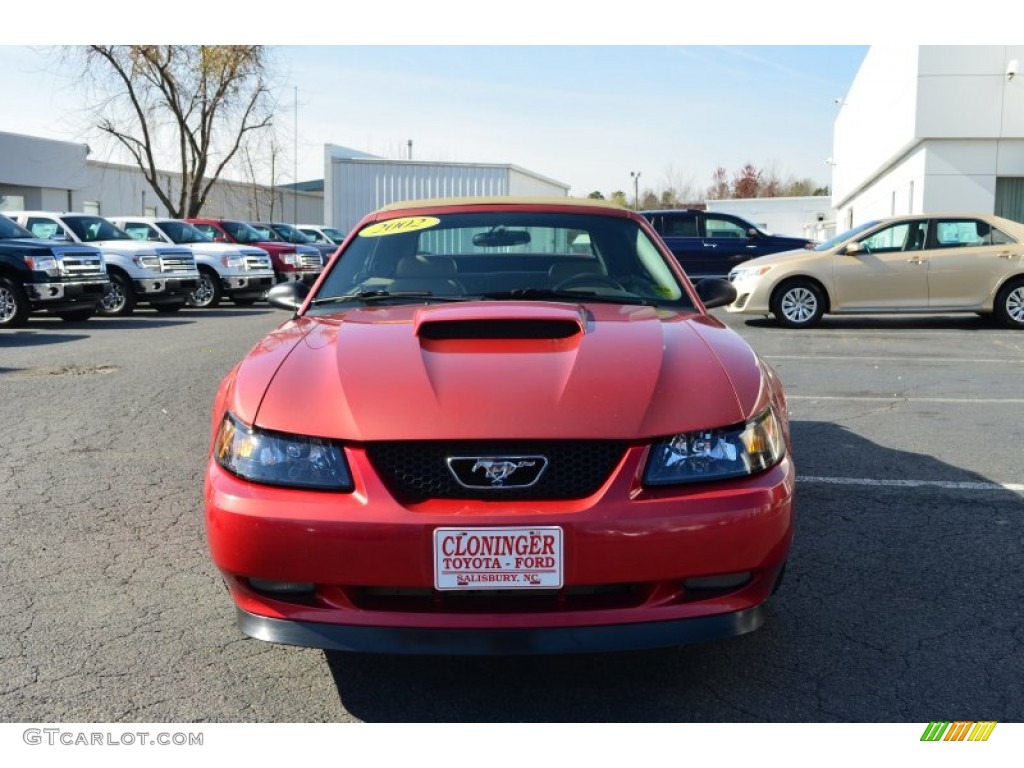 2002 Mustang GT Convertible - Laser Red Metallic / Medium Parchment photo #7