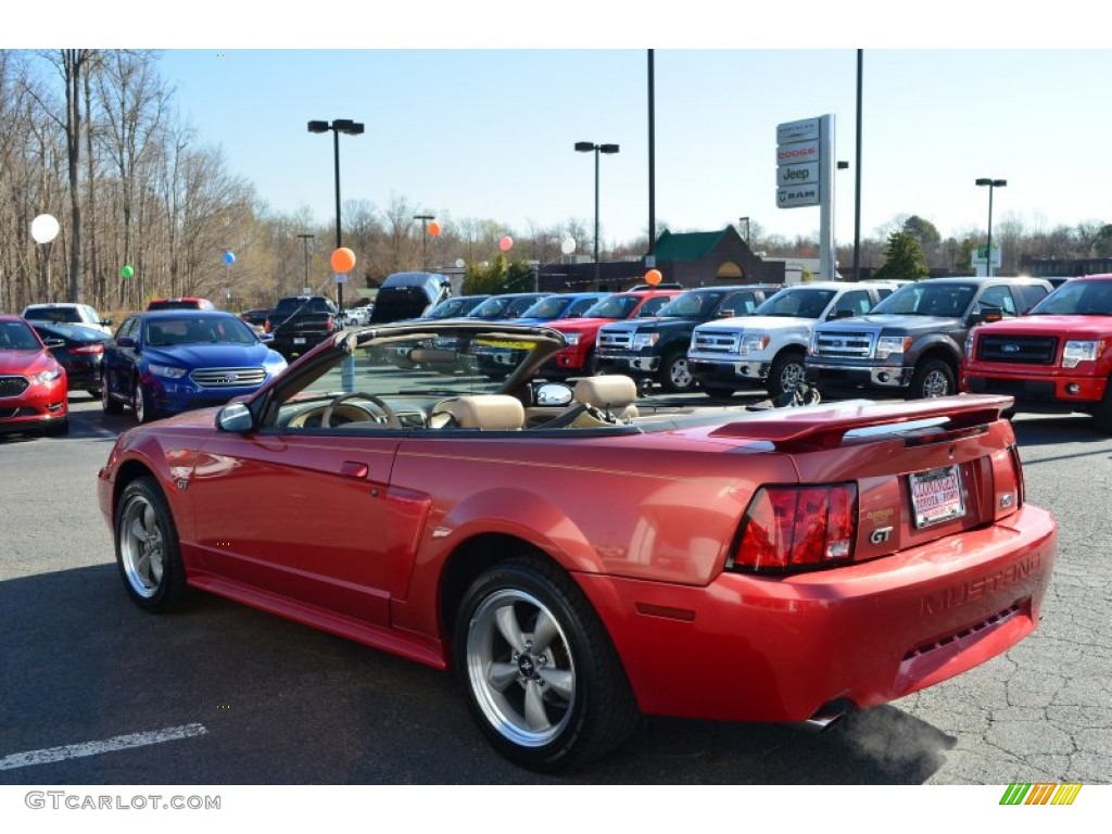 2002 Mustang GT Convertible - Laser Red Metallic / Medium Parchment photo #10