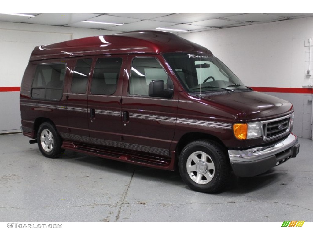 2005 E Series Van E150 Passenger Conversion - Dark Toreador Red Metallic / Medium Flint photo #1