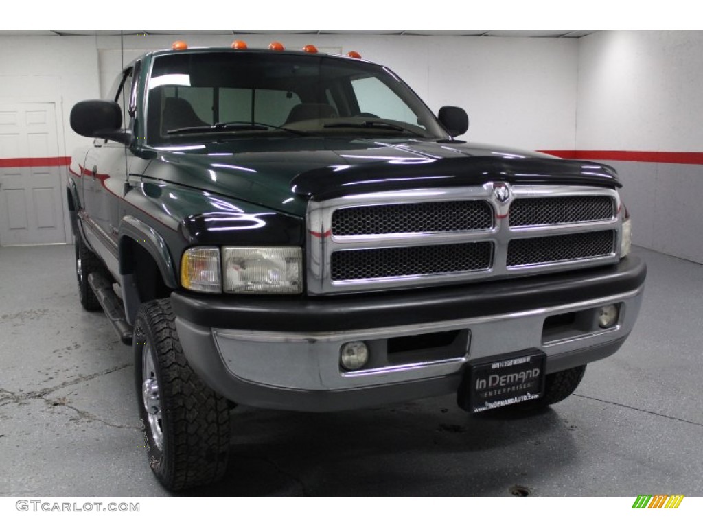 1999 Ram 2500 Laramie Extended Cab 4x4 - Emerald Green Pearl / Tan photo #3