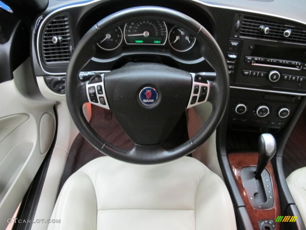 2010 Saab 9-3 2.0T Convertible Parchment Steering Wheel Photo #79291107