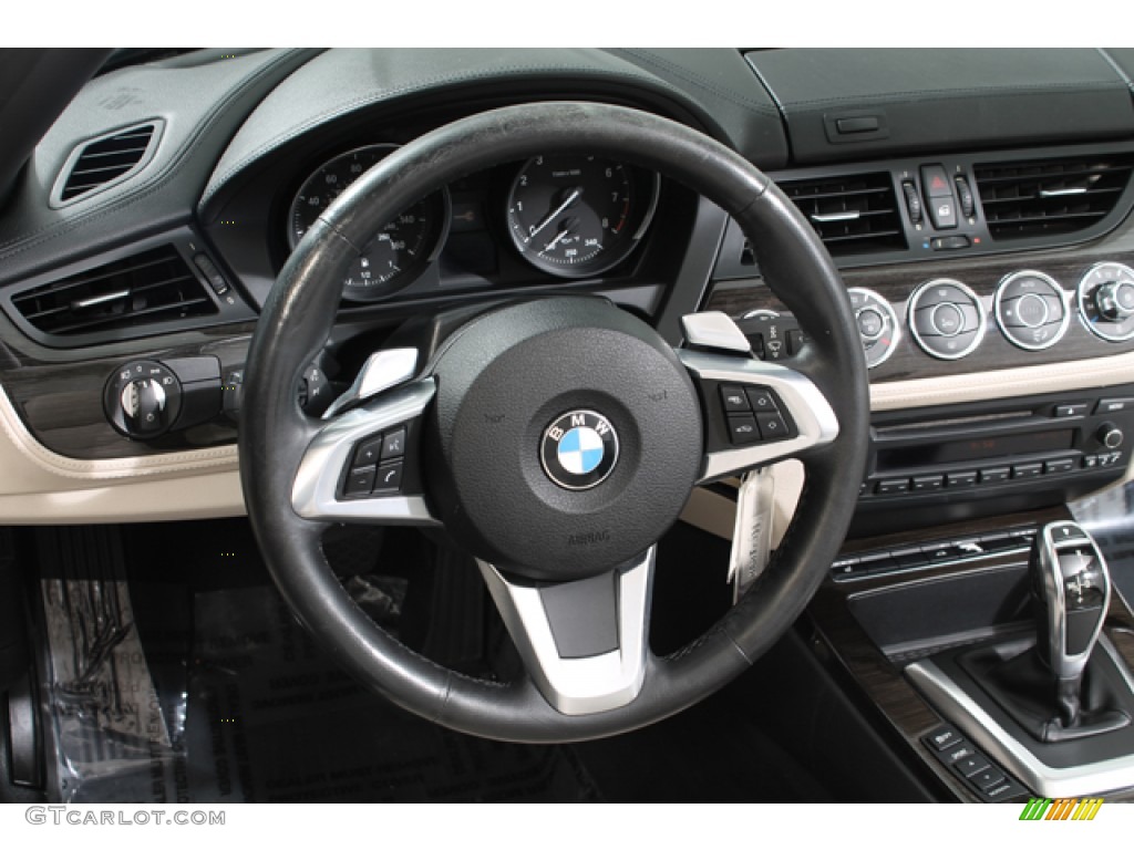 2010 BMW Z4 sDrive30i Roadster Ivory White Steering Wheel Photo #79294151