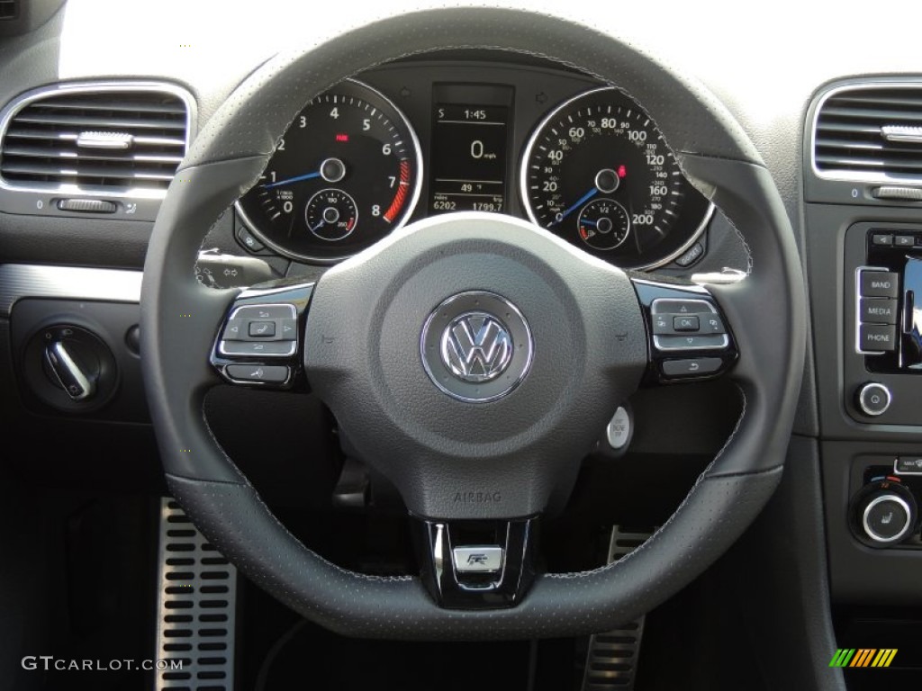 2012 Volkswagen Golf R 4 Door 4Motion R Titan Black Leather Steering Wheel Photo #79294552