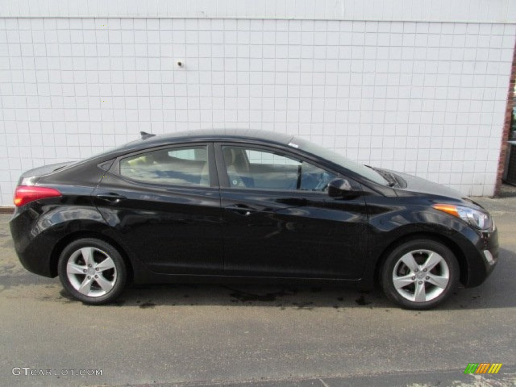2012 Elantra GLS - Black Noir Pearl / Beige photo #2