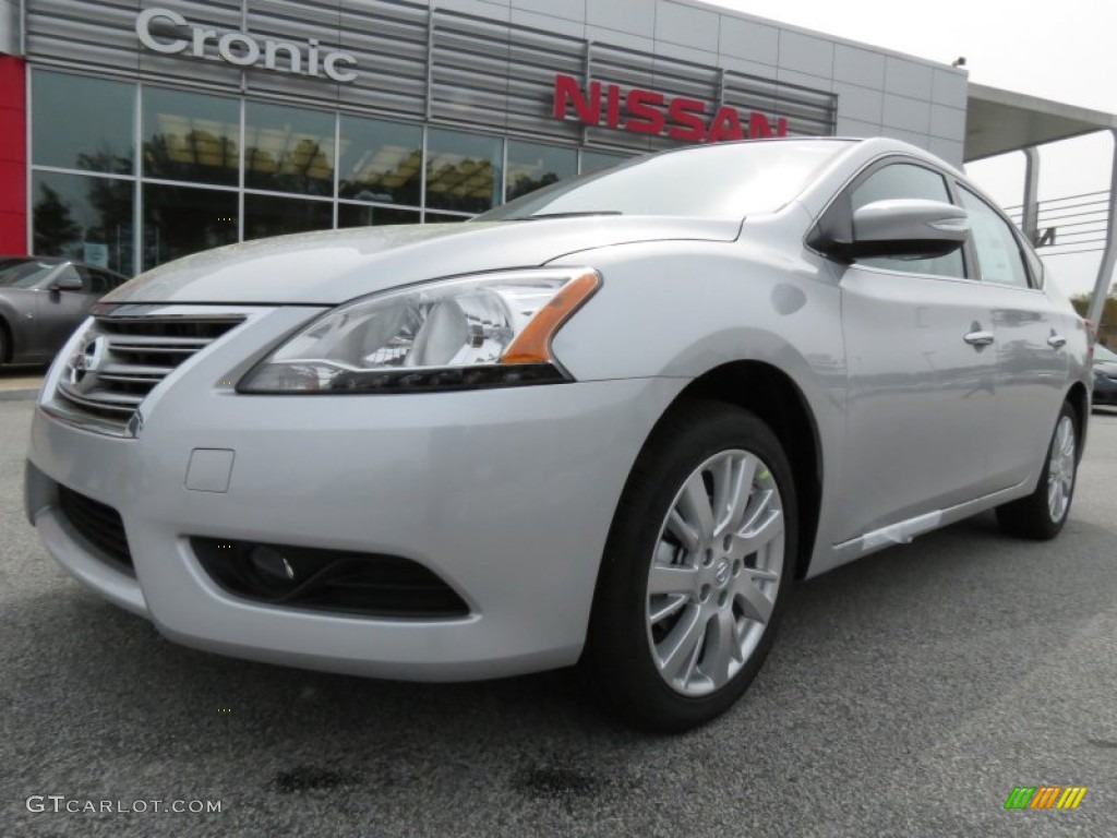 2013 Sentra SL - Brilliant Silver Metallic / Charcoal photo #1