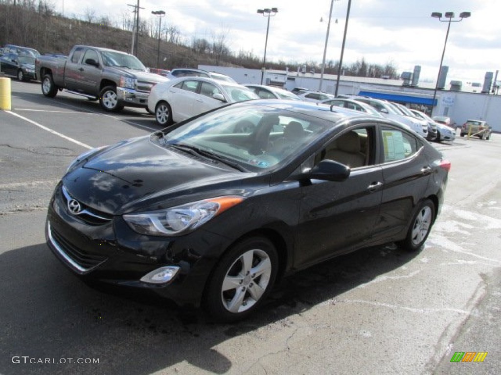 2012 Elantra GLS - Black Noir Pearl / Beige photo #5